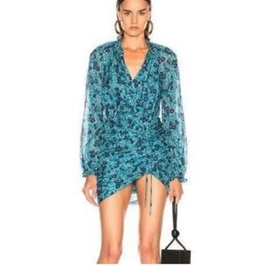 Veronica Beard Becky Silk Floral Ruched Dress Size 14